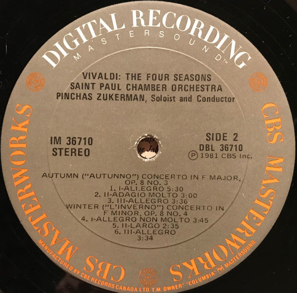 Les Quatre Saisons Antonio Vivaldi,Pinchas Zukerman,The Saint Paul Chamber Orchestra