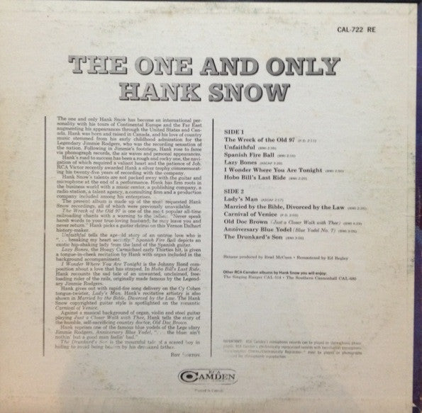 The One And Only Hank Snow | Rectangle Triangle