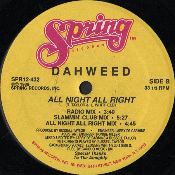 All Night All Right Dahweed