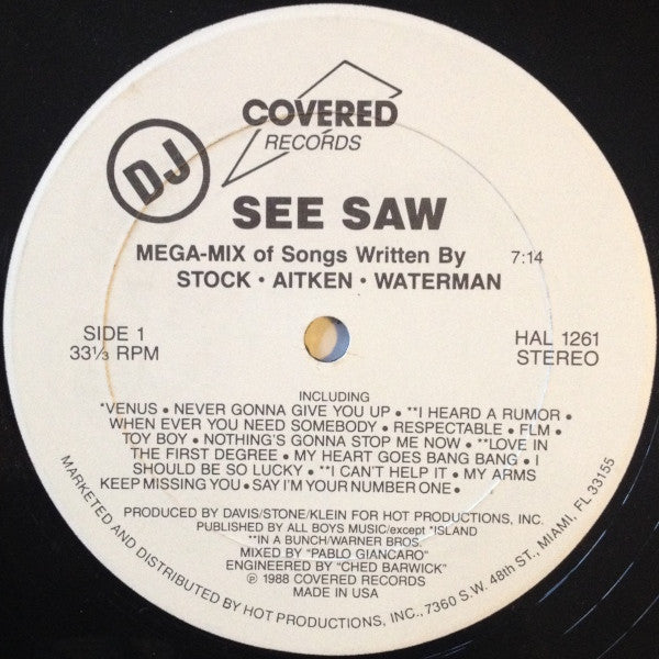 Mega-Mix Of Songs Written By Stock ⋅ Aitken ⋅ Waterman See Saw