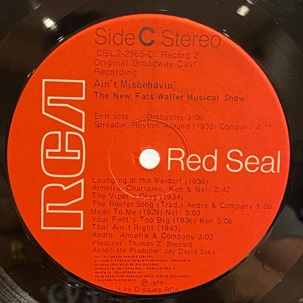 Ain't Misbehavin': The New Fats Waller Musical Show "Ain't Misbehavin'" Original Broadway Cast