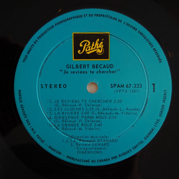 Je Reviens Te Chercher Gilbert Bécaud