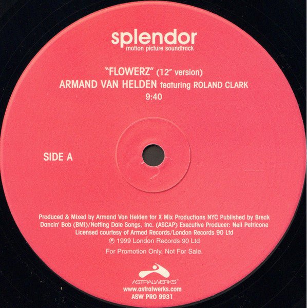 Splendor - Original Motion Picture Soundtrack (Promo Sampler) Armand Van Helden,Fatboy Slim