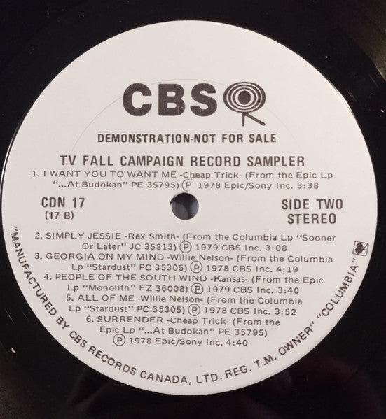 25e anniversaire de CBS Records Canada • Échantillon de disques de la campagne télévisée d'automne Divers