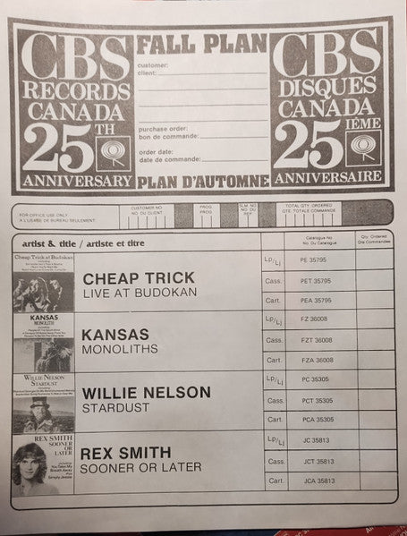 25e anniversaire de CBS Records Canada • Échantillon de disques de la campagne télévisée d'automne Divers