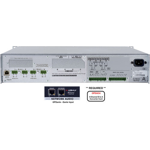Ashly NE4250BD 4-Channel 1000W Network-Enabled Power Amplifier with OPDAC4 and OPDante Cards (Low-Z) 
