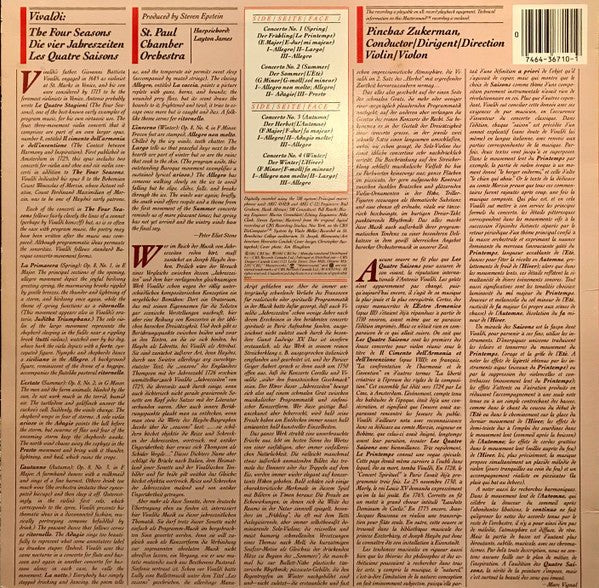 Les Quatre Saisons Antonio Vivaldi,Pinchas Zukerman,The Saint Paul Chamber Orchestra