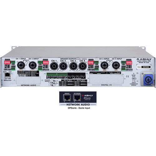 Ashly NXP4004D 4-Channel Multi-Mode Network Power Amplifier with Protea DSP Software Suite & Dante Digital Int. 