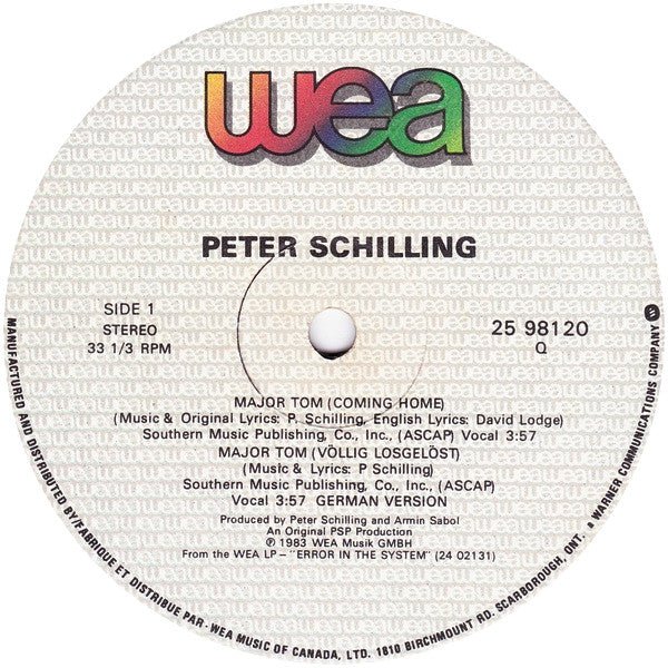 Major Tom (Coming Home) Peter Schilling