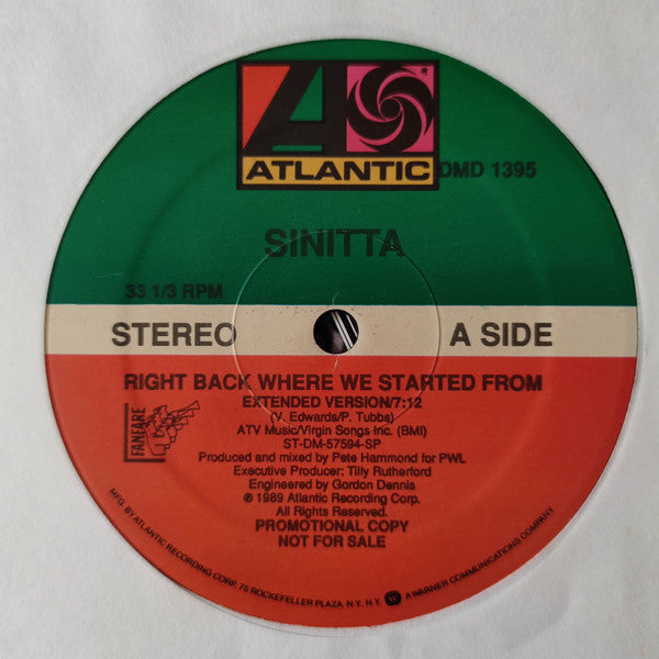 Right Back Where We Started From Sinitta