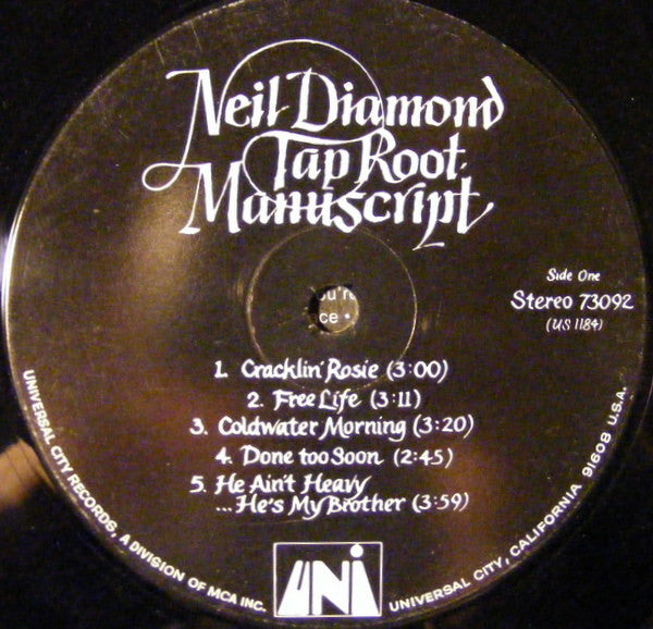 Manuscrit de la racine pivotante Neil Diamond
