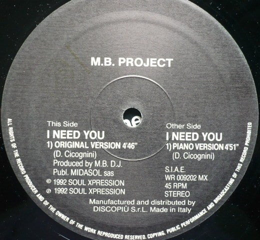 I Need You M.B. Project