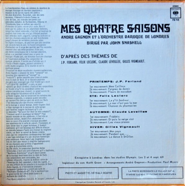 Mes Quatre Saisons André Gagnon