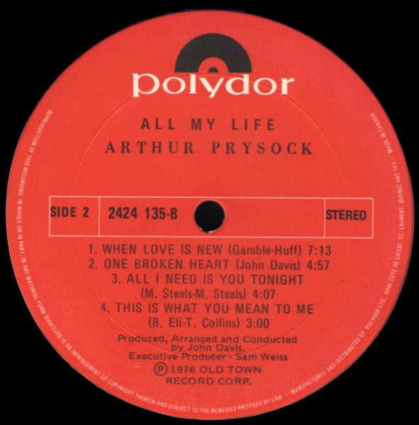 Toute ma vie Arthur Prysock