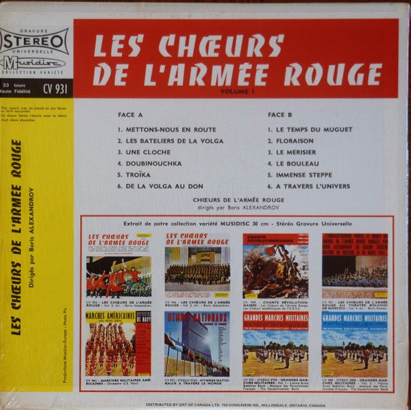 Les Chœurs De L'Armée Rouge - Tome 1 L'ensemble de l'Armée rouge d'Alexandrov, Boris Alexandrov