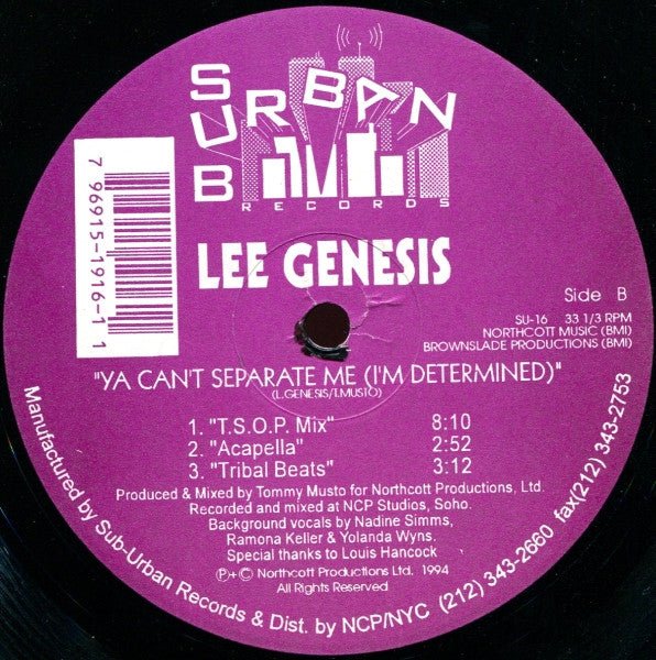 Ya Can't Separate Me (I'm Determined) Lee Genesis