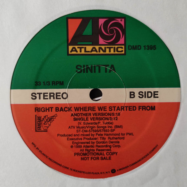 Right Back Where We Started From Sinitta