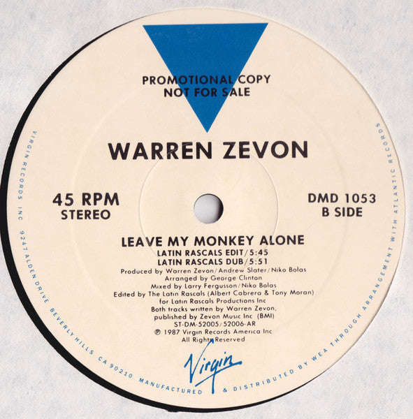 Leave My Monkey Alone Warren Zevon