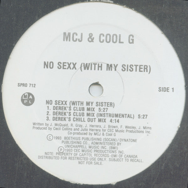 Pas de sexe (avec ma sœur) MCJ et Cool G