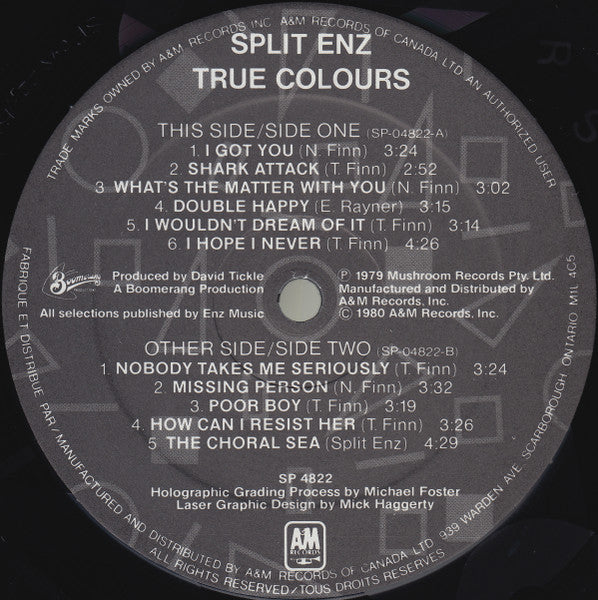 Couleurs vraies Split Enz
