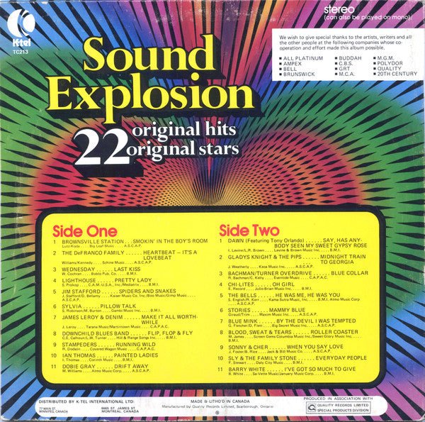 Sound Explosion 22 Original Hits Original Stars Various