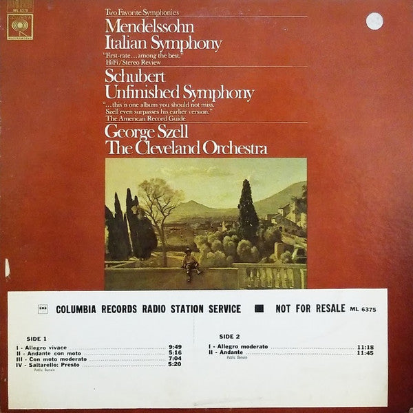 Two Favorite Symphonies · Mendelssohn Italian Symphony · Schubert Unfinished Symphony The Cleveland Orchestra