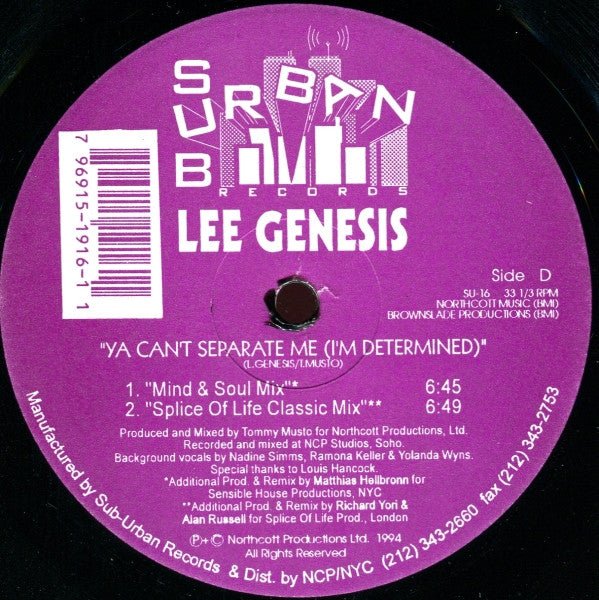 Ya Can't Separate Me (I'm Determined) Lee Genesis