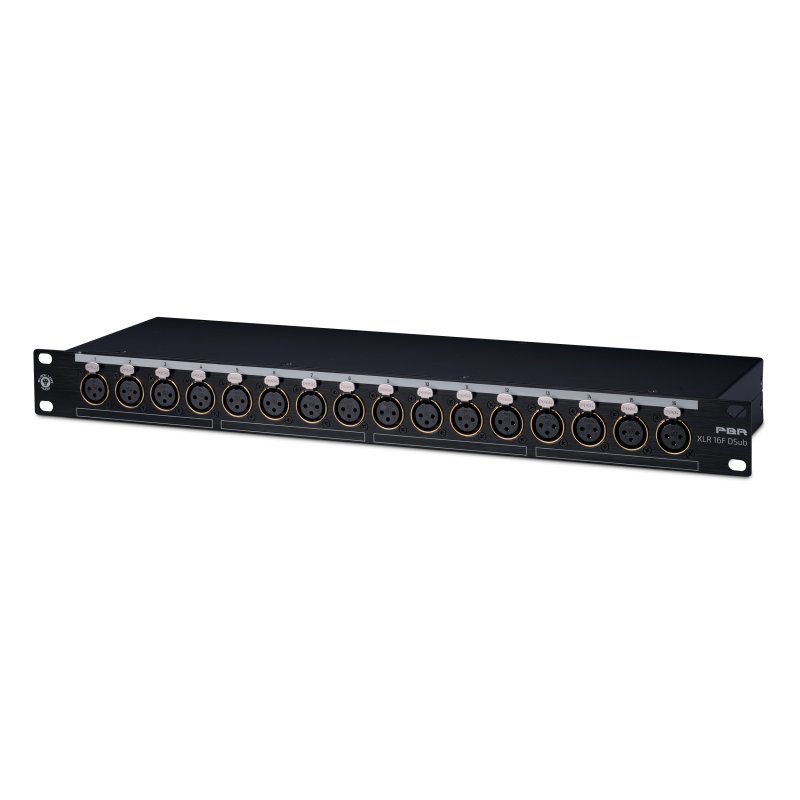 Black Lion Audio PBR-XLR-16F-DSUB 16-Point Gold Plated XLR Female Patchbay with DSUB Outs