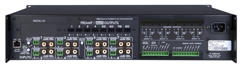 Ashly PEMA-8125.70 Protea Equipped Media Amplifier 8x8 Processor + 8 channel Amp (70 V) 