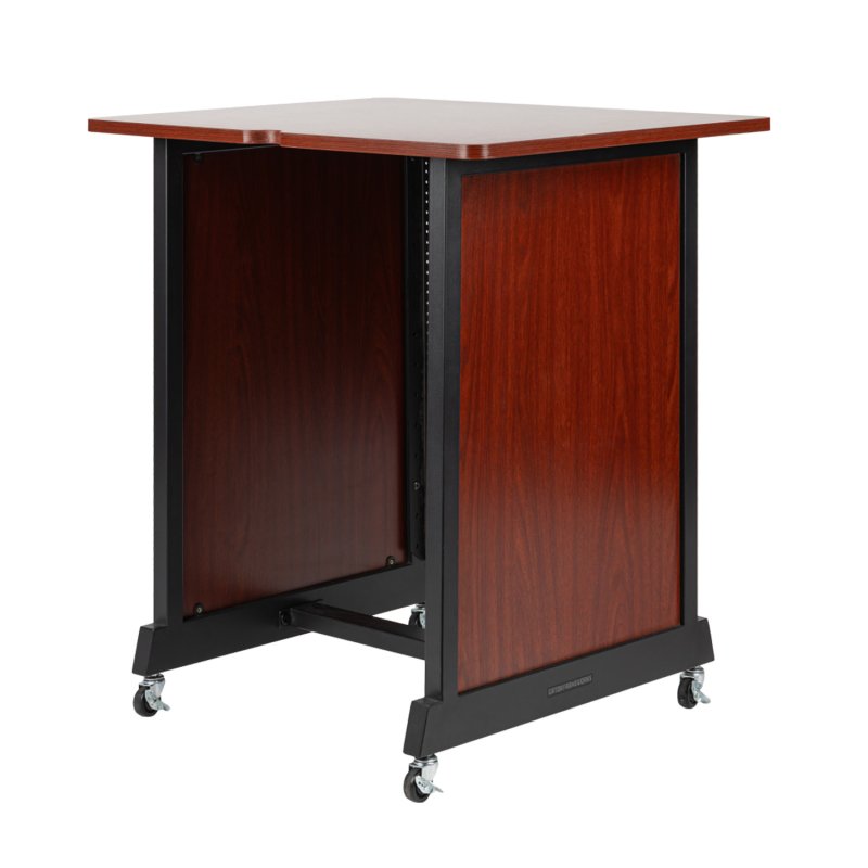 Gator RI-STRK-14U-CH 14U Wood Rack Cabinet with Casters and Leveling Feet in Cherry Finish 