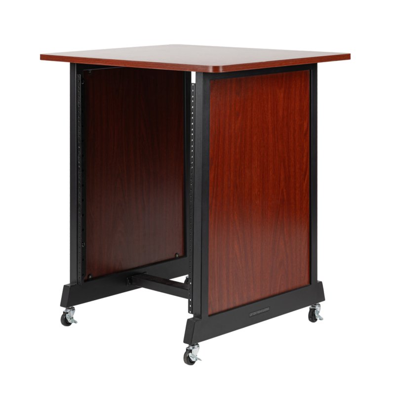 Gator RI-STRK-14U-CH 14U Wood Rack Cabinet with Casters and Leveling Feet in Cherry Finish 
