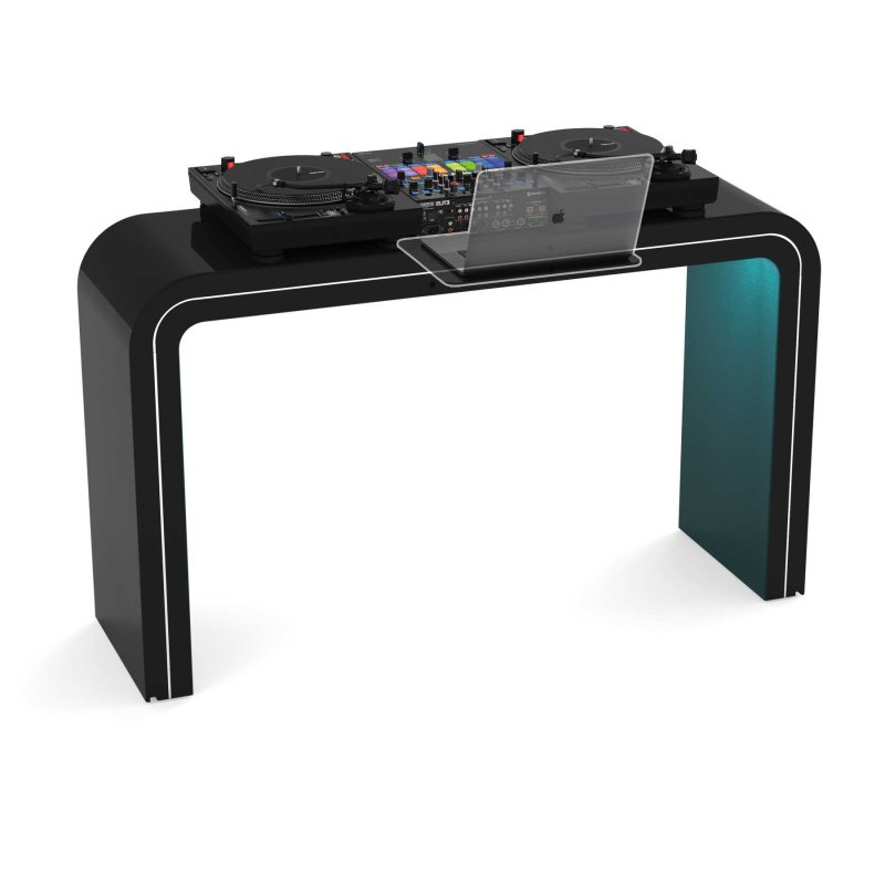 Glorious DJ workstation accessory, SESSION-CUBE laptop stand, with sleek design and adjustable height for DJ setup or music production.