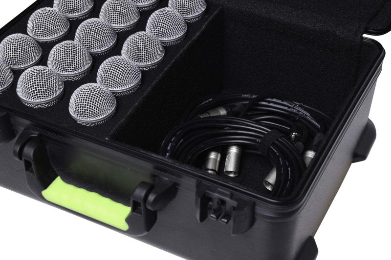 Gator SH-MICCASE15 Molded Case With Drops For 15 Mics & TSA Latch 