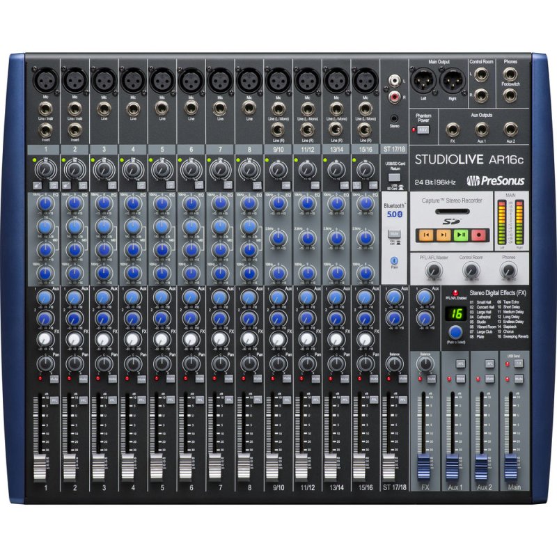 PreSonus USB-C 18-Channel Hybrid Performance and Recording Mixer 