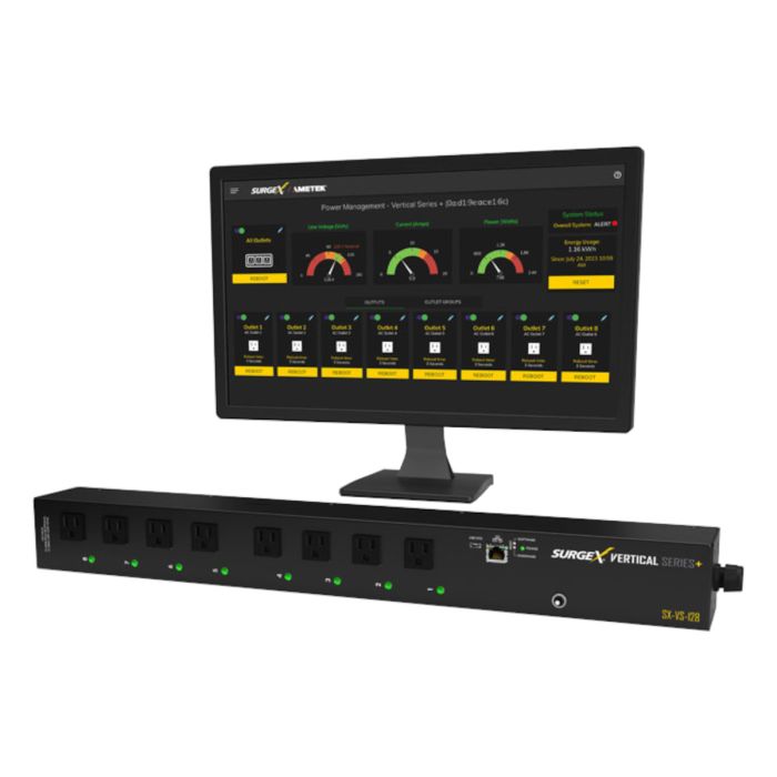 SurgeX SX-VS-128 X-VS-128 - 12A 8 Outlet Vertical Series+ Smart PDU 