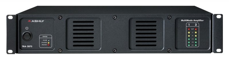 Ashly TRA2075 Rackmount Stereo Power Amplifier with 70V/100V Transformer - 40 Watts per Channel at 8 Ohms