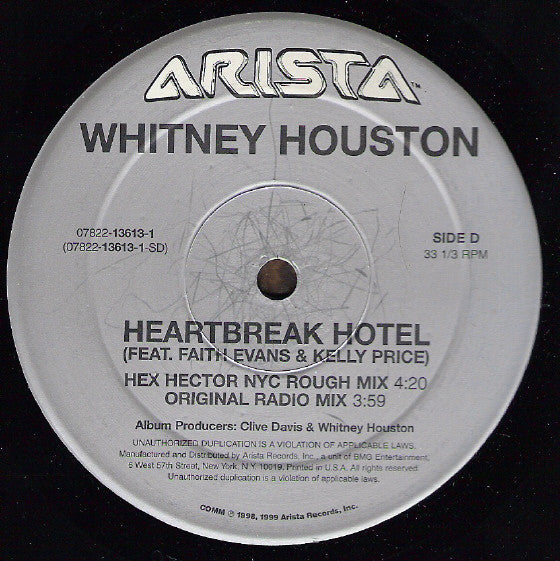 Heartbreak Hotel / It's Not Right But It's Okay (The Dance Mixes) Whitney Houston,Faith Evans,Kelly Price