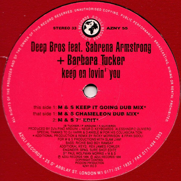 Keep On Lovin' You Deep Bros.,Sabrena Armstrong,Barbara Tucker