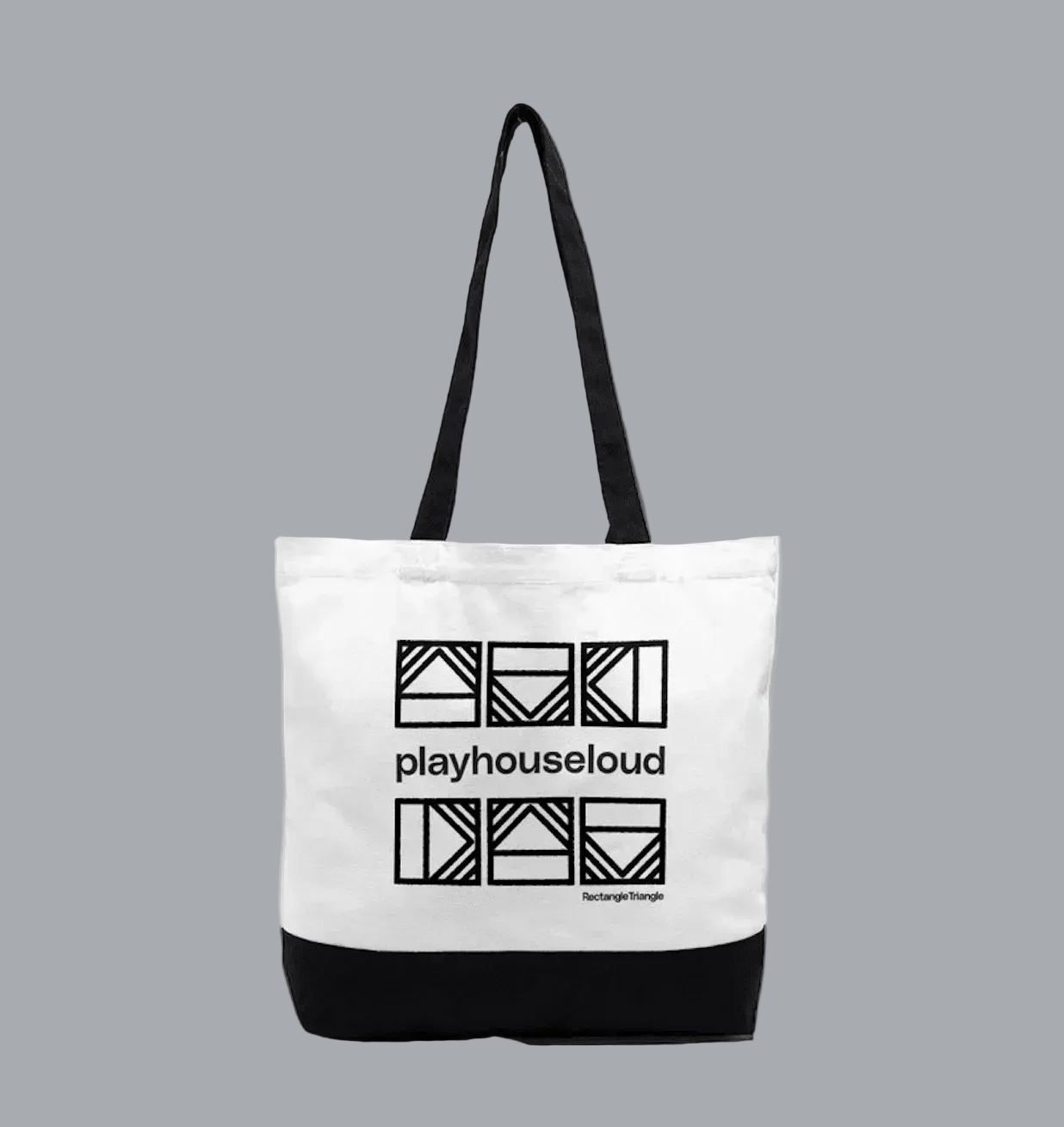 Play House Loud Large Cotton Tote Bag | Rectangle Triangle | Large Cotton Tote Bag 
2 tone, Black &amp; White
38.1 cm H x 47 cm W 